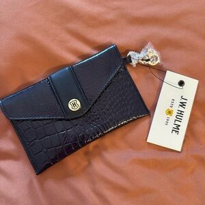 JW Hulme Navy Embossed Clutch